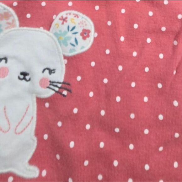 Carter's Baby Girl 3M Bodysuit Leggings 3PC Set Pink Floral Dots Mouse Outfit - Picture 2 of 3